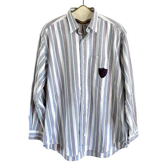 Vintage 90’s Polo Ralph Lauren Striped Crest Oxford Button Down Shirt - Picture 1 of 6